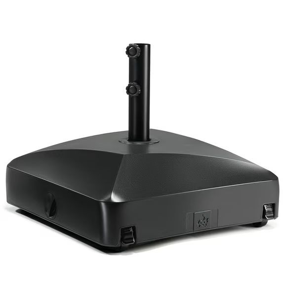 Maple99USA Patio Umbrella Base, 123 lbs Capacity, Black, Square, HDPE Plastic, Heavy Duty