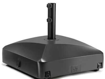 Maple99USA Patio Umbrella Base, 123 lbs Capacity, Black, Square, HDPE Plastic, Heavy Duty
