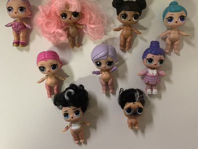 L.O.L. Surprise! Dolls Lot of 9 - Mixed Hair & Skin Tones - No Clothes