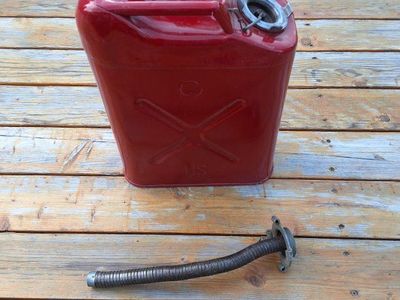 Authentic Jerry Can with fuel spout. (recently powdercoated) $20
