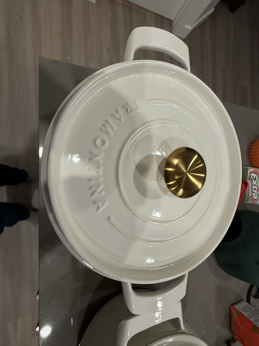 Tramontina Enameled Cast Iron Dutch Oven - White w/ Gold Knob - Set of 2