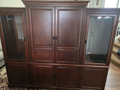 Entertainment Center with Lighted Hutches