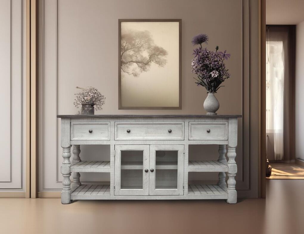 BRAND NEW! Solid Wood White/Gray TV Stand