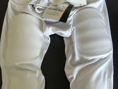 Adams Youth All-In-One Poly Knit Football Pants - White - Youth Large (Y-L)