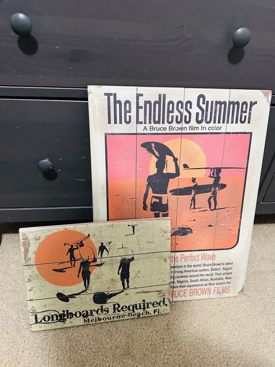 The Endless Summer & Longboards Required Melbourne Beach FL Surfing Wood Wall Art Decor Set