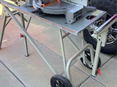 RIDGID 12” Compound Miter Saw with Wheeled Folding Stand Workstation