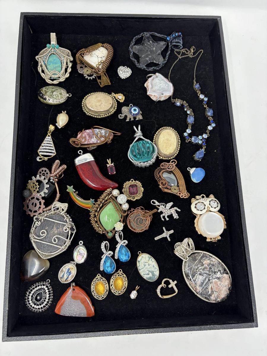 Vintage & Artisan Pendant / Charm Jewelry Lot – 35+ Pieces