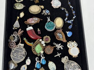 Vintage & Artisan Pendant / Charm Jewelry Lot – 35+ Pieces