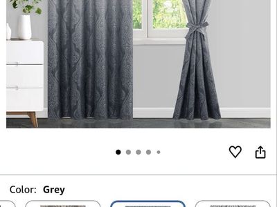 Grey Ombre Paisley Room Darkening Curtains, 52"W x 96"L (Pack of 2)