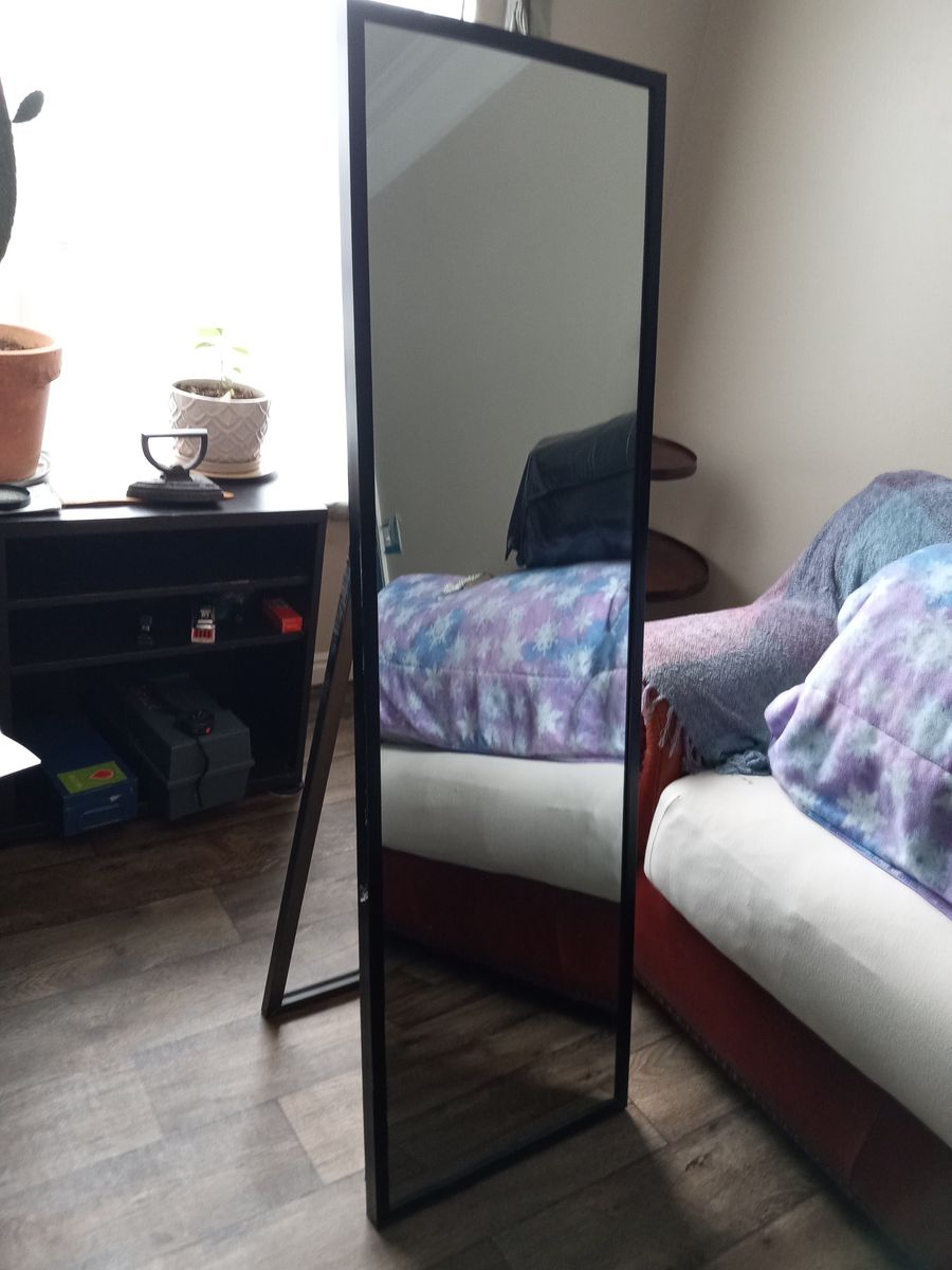 Black framed easel mirror