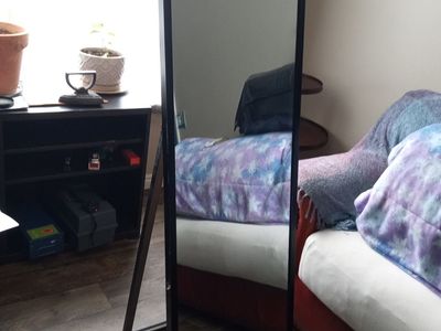 Black framed easel mirror