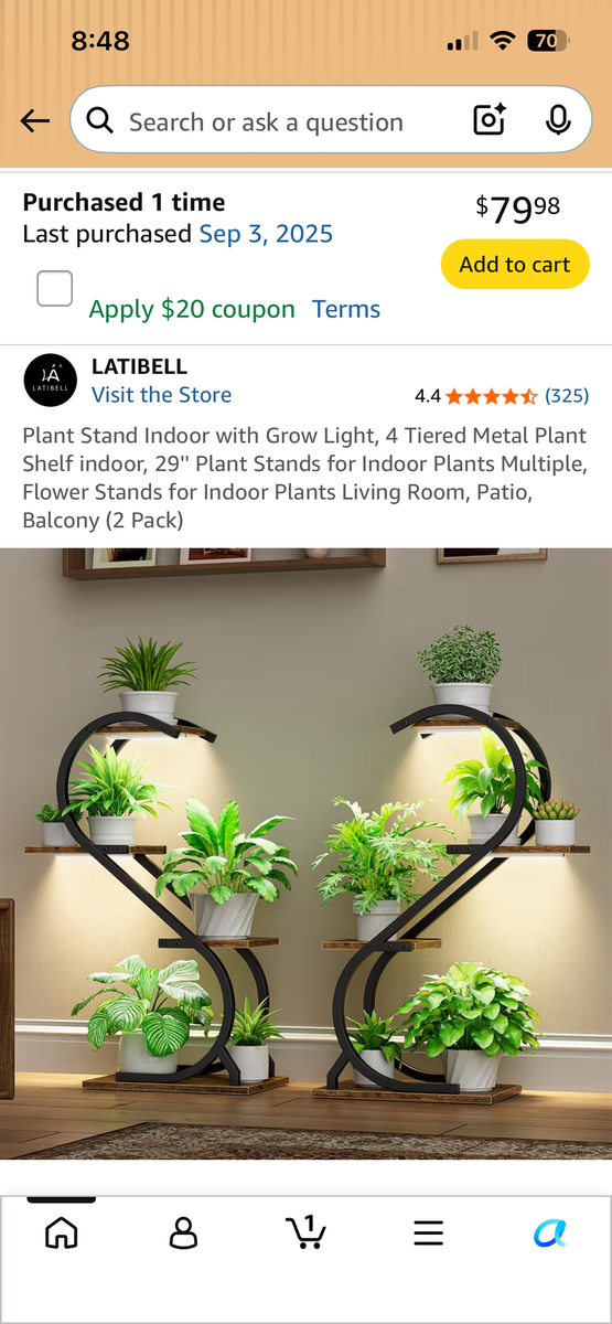 Plant stand with grow lights