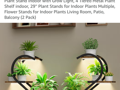 Plant stand with grow lights