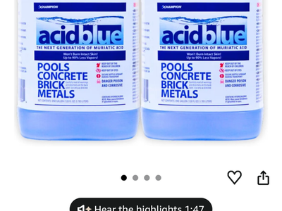 Champion Acid Blue Muriatic Acid Cleaner for Pools, Concrete, Brick, & Metals - 2 Gallons