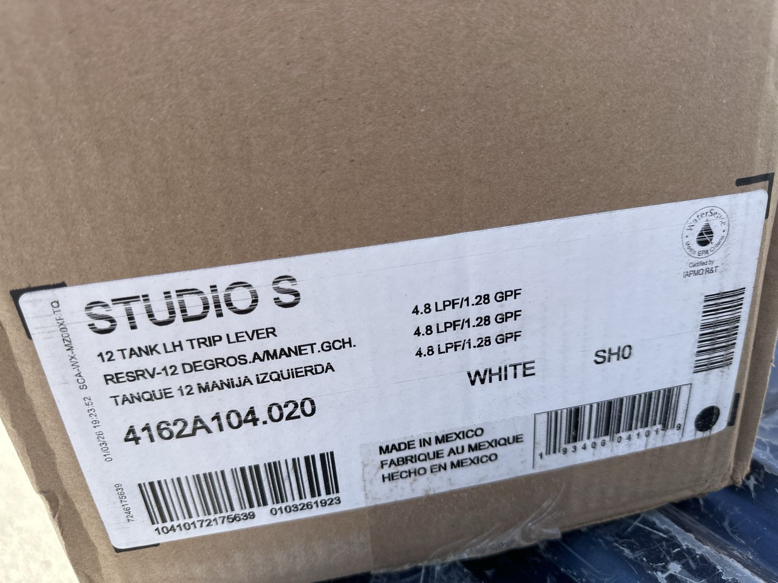 American Standard Studio S Toilet Tank White 4162A104.020 1.28 GPF