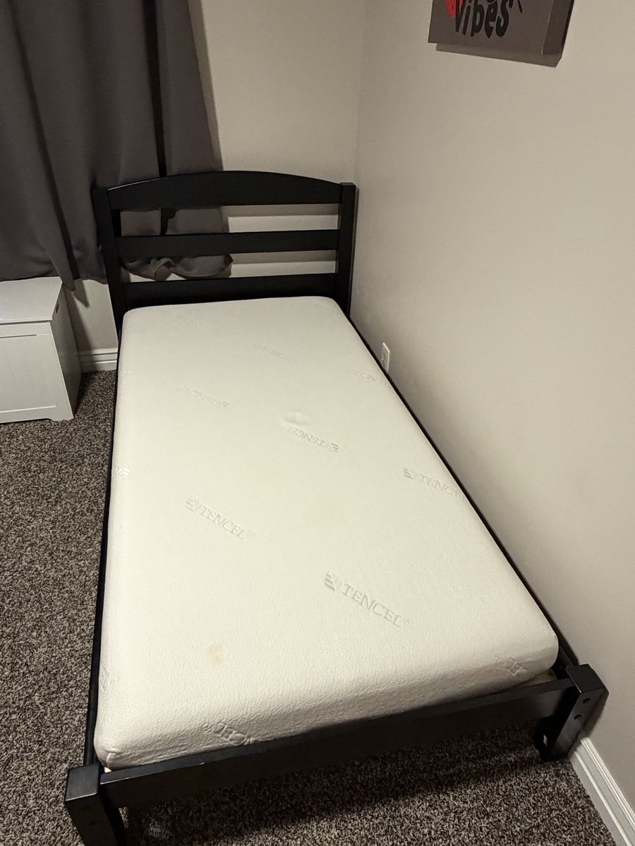 Black Twin Bed Frame with Mattress