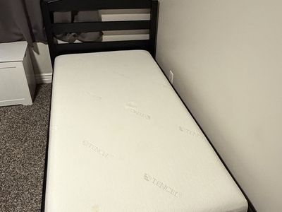 Black Twin Bed Frame with Mattress