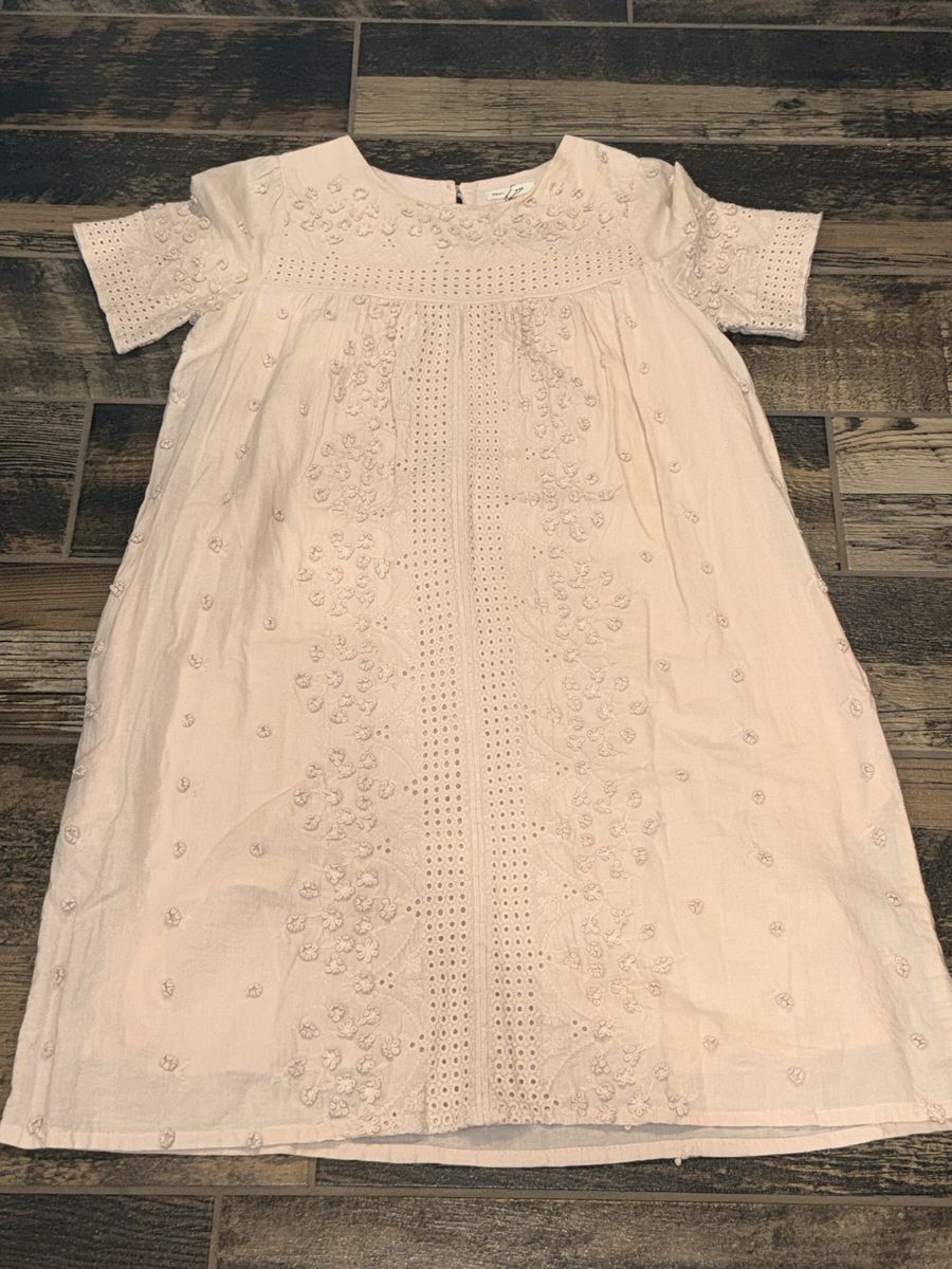 Women Size Small Tea Collection Embroidered Short Sleeve Dress Pink 