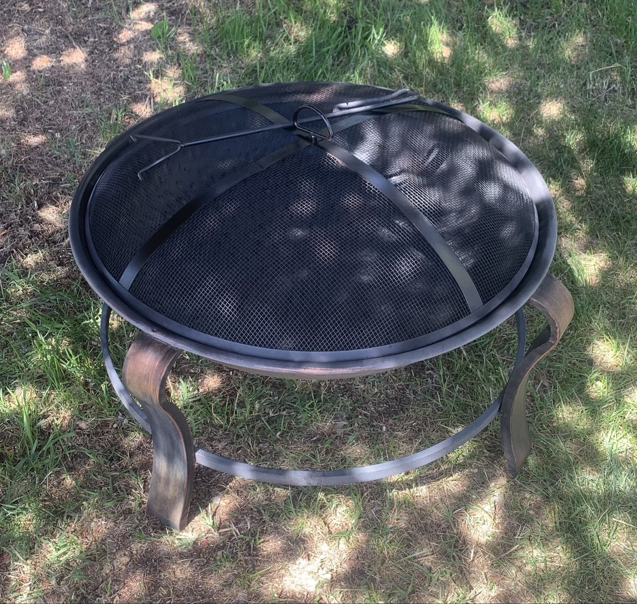 Outdoor Fire Pit with Spark Screen and Poker Tool