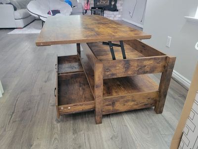Rustic Farmhouse Coffee Table with 2 Drawers and Storage Shelf - Wood Finish, Excellent Condition