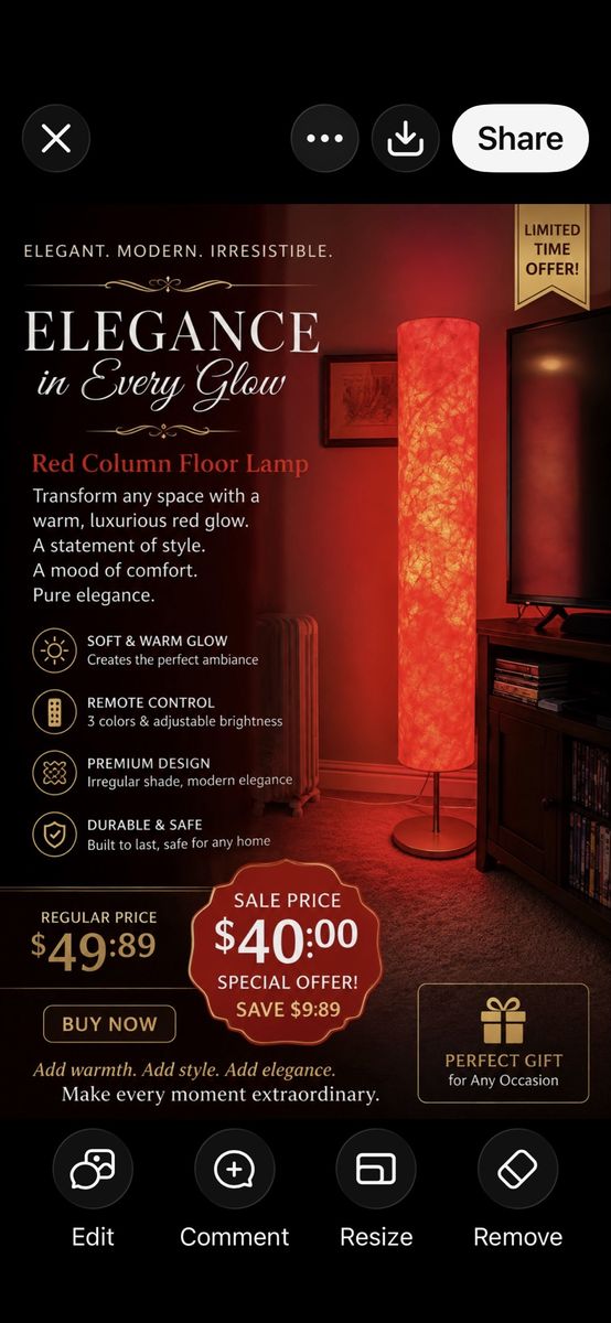 Modern Red Column Floor Lamp