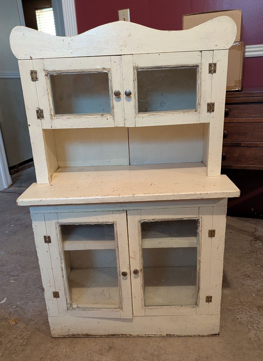 Vintage Child-Size Wooden Play Hutch / Mini Kitchen Cabinet