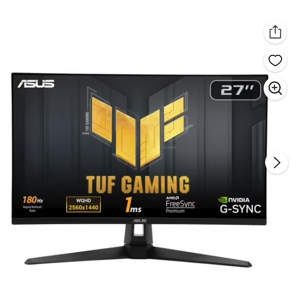 ASUS TUF Gaming VG27AQ3AZ Gaming Monitor – 27" QHD (2560x1440), 180Hz, Fast IPS, 1ms (GTG)