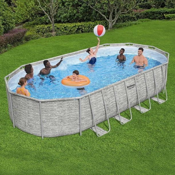 Power Steel 22’L x 12’W x 52’’H Above Ground Pool Set