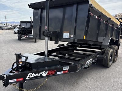 7x14 Liberty LD Dump Trailer - 44" Sides - 15.4K GVWR - 2 Tone Color, 7 Gauge Floor, Board Brackets, Fork Holders, Telescopic