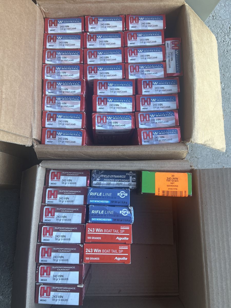 243 Win Ammo  $18+ per Box