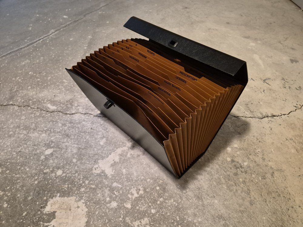 Vintage Black Expanding Accordion File Organizer Case with Latch