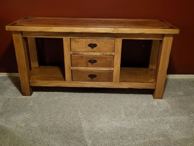 Rustic Wood Console Table with Drawers