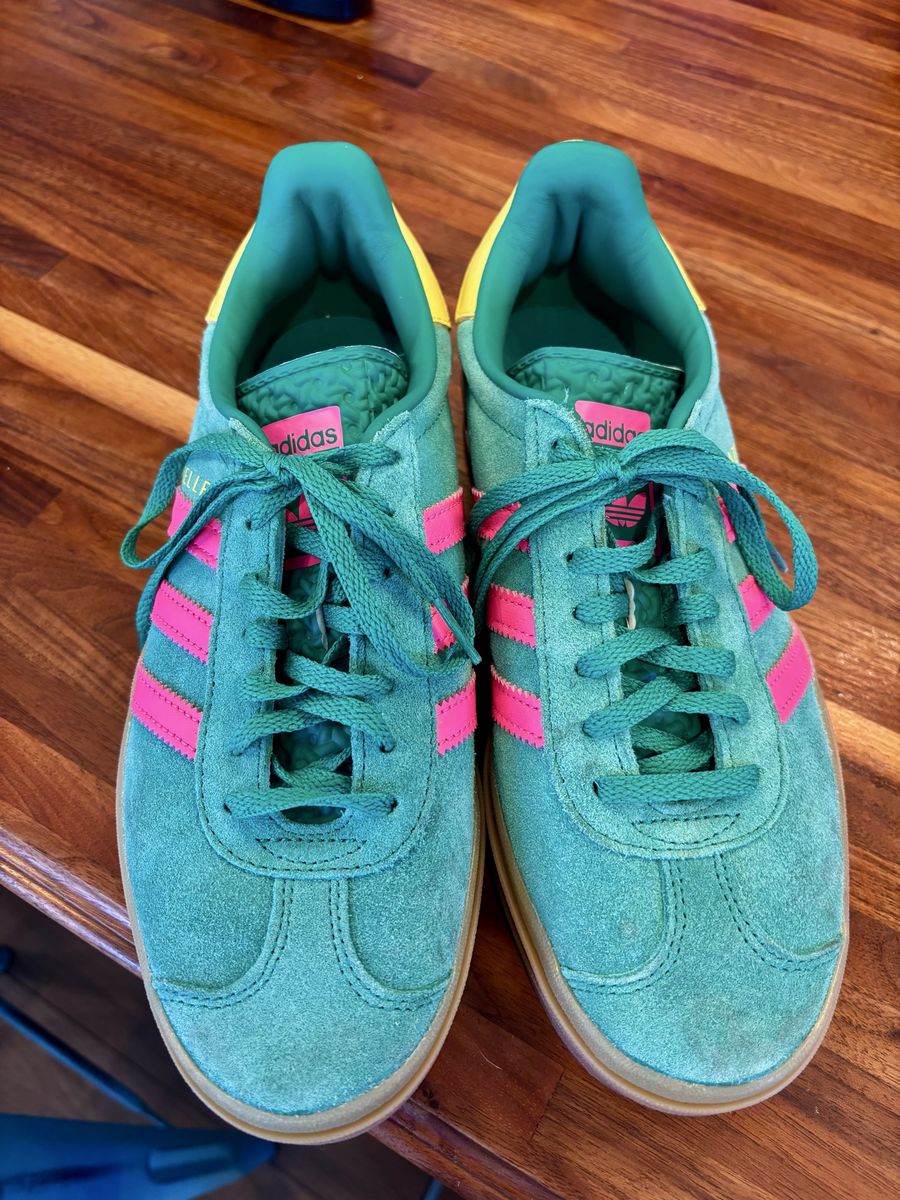 Women’s Adidas Gazelle Platform Sneakers Size 7 Green/Pink