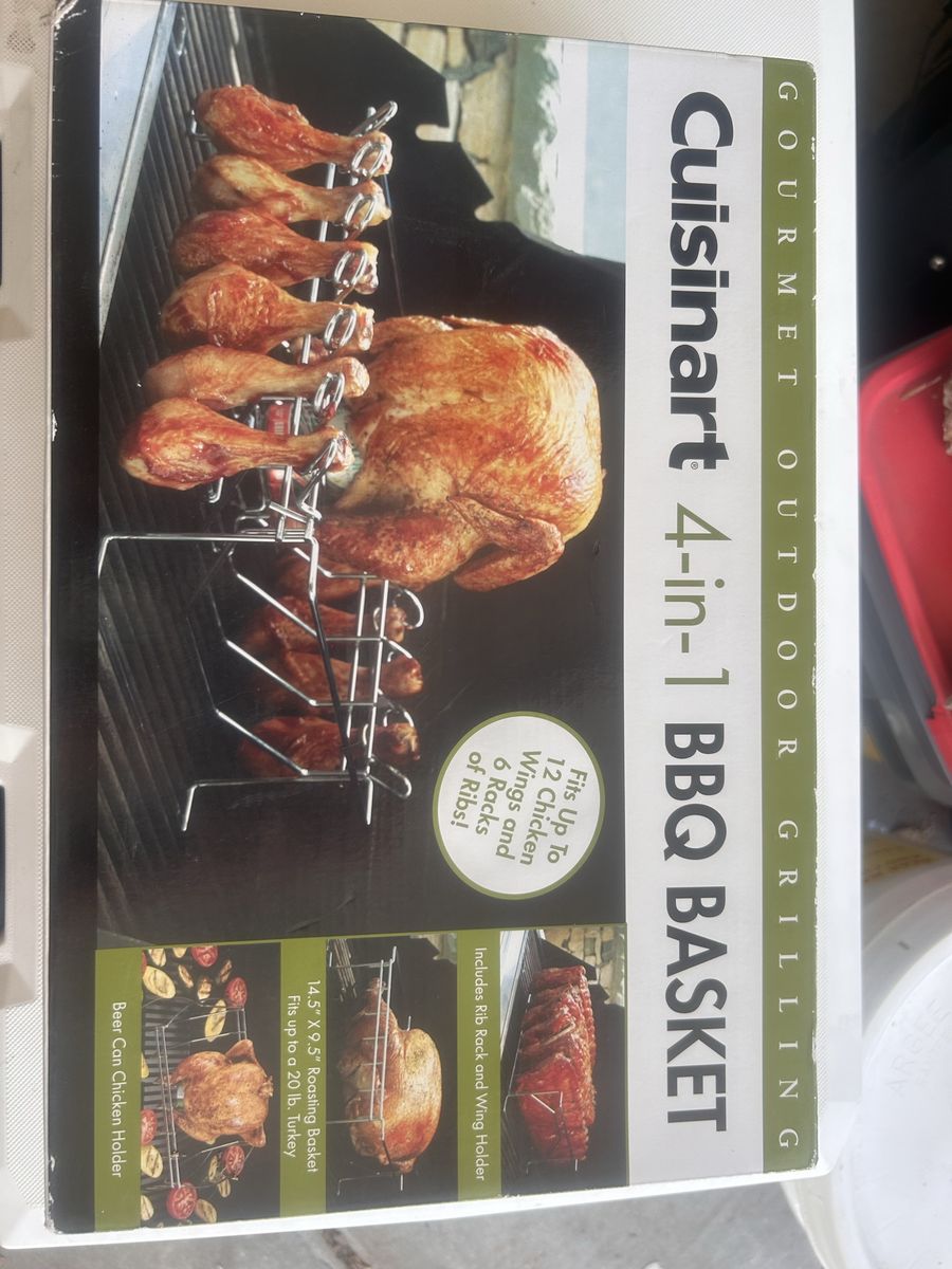 Cuisinart 4-in-1 BBQ Basket - Rib Rack, Roasting Basket, Wing Holder, Beer Can Chicken Holder PICKUP ONLY