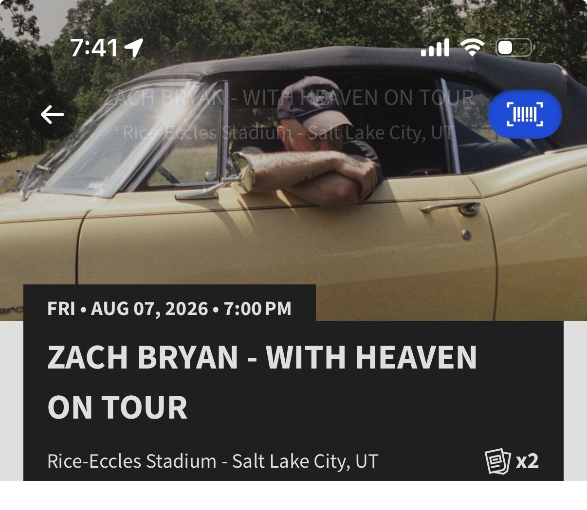 Zach Bryan SLC Tickets (2)