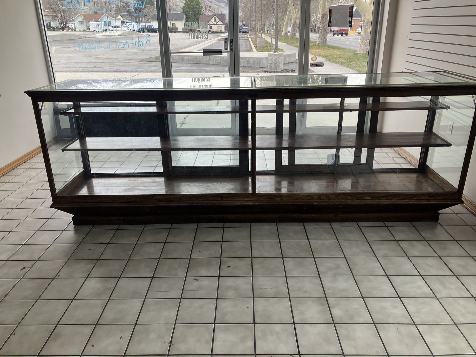 Antique Wooden Store Display Case - 121x26.5x42in