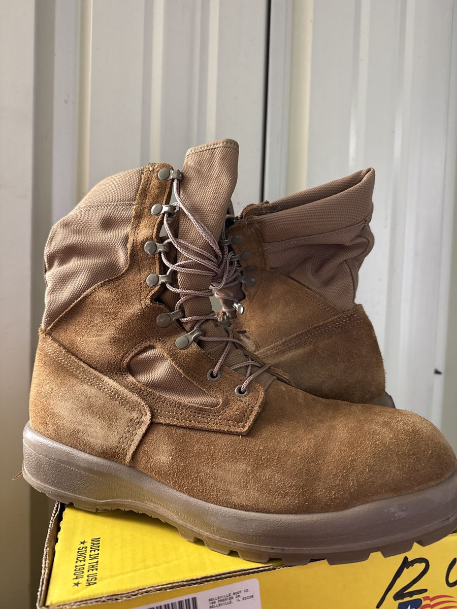 Mens Tan Combat Boots belleville Size 12 Wide fit