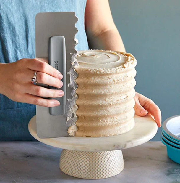 Pampered Chef Cake Comb Scraper Stainless Steel Decorating Tool