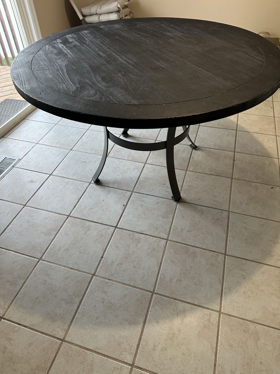 Round Solid Wood/nickel metal base (Target brand)