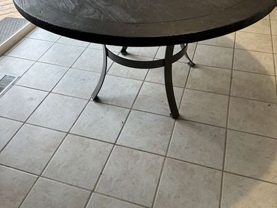 Round Solid Wood/nickel metal base (Target brand)