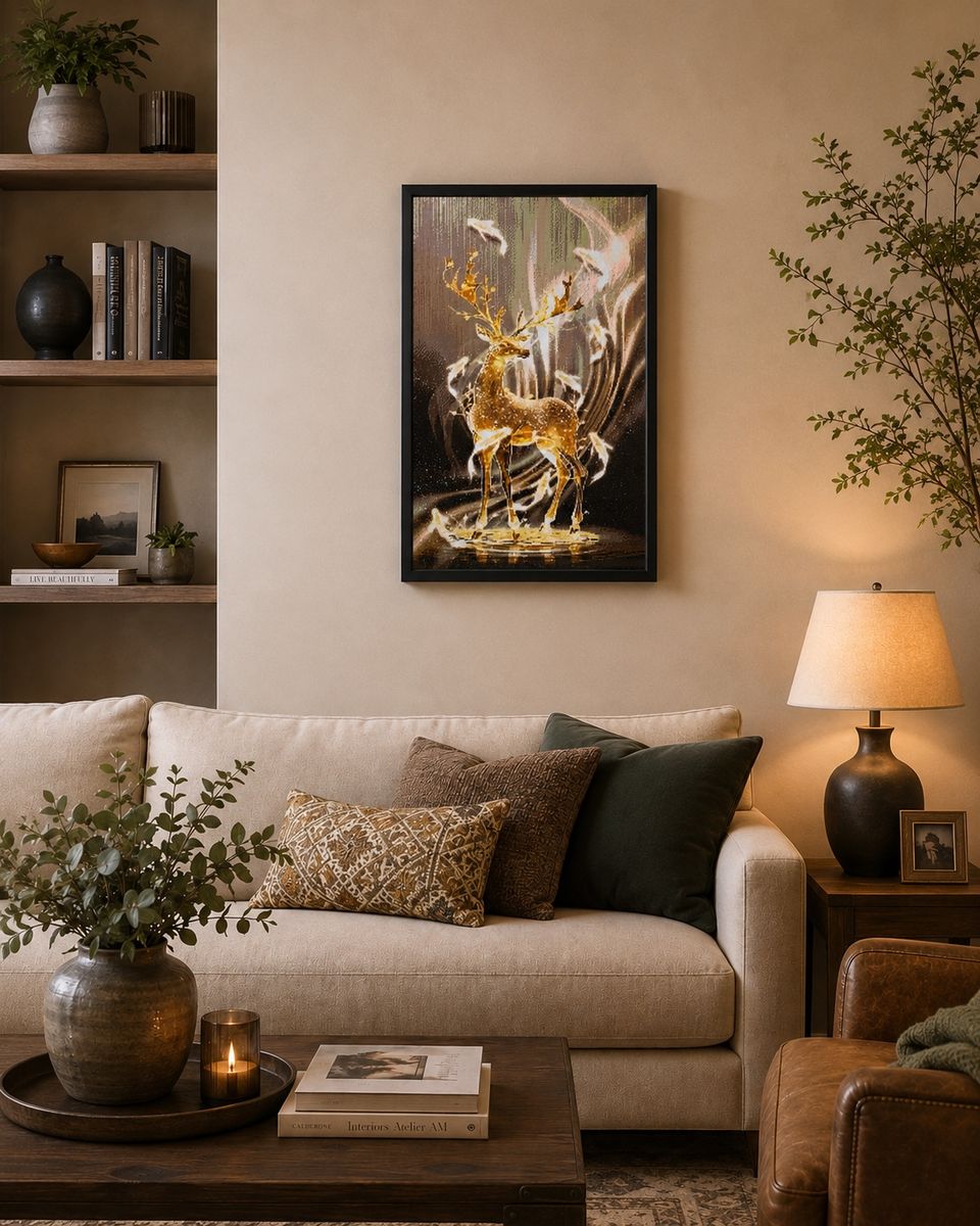 Ethereal Stag – Original Diamond Painting by Sasha Fang  (New)