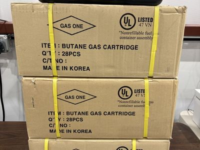 Emergency Prep Stove with three cases of gas canisters