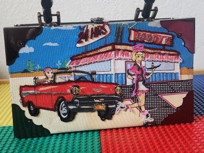 Handmade "Choice Made Cigar" Box Purse/Clutch with Black & White Gingham Lining
