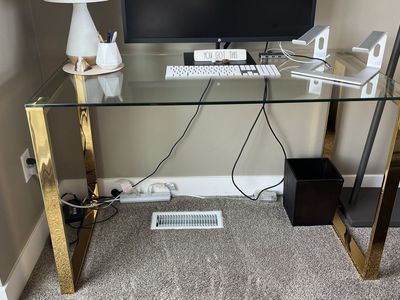 Glass Top Desk with Gold Legs (47" x 24" x 30")