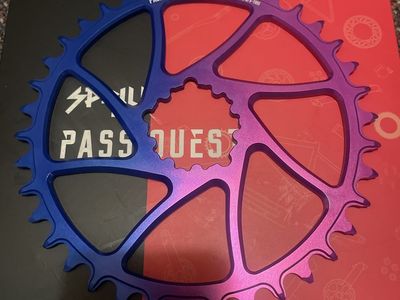 Pass Quest 38T 0mm Offset Narrow Wide Chainring for SRAM AXS - Blue to Pink Gradient