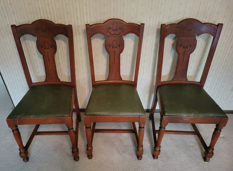 3 Vintage Oak Dining Room Chairs