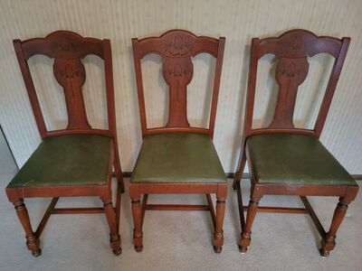 3 Vintage Oak Dining Room Chairs