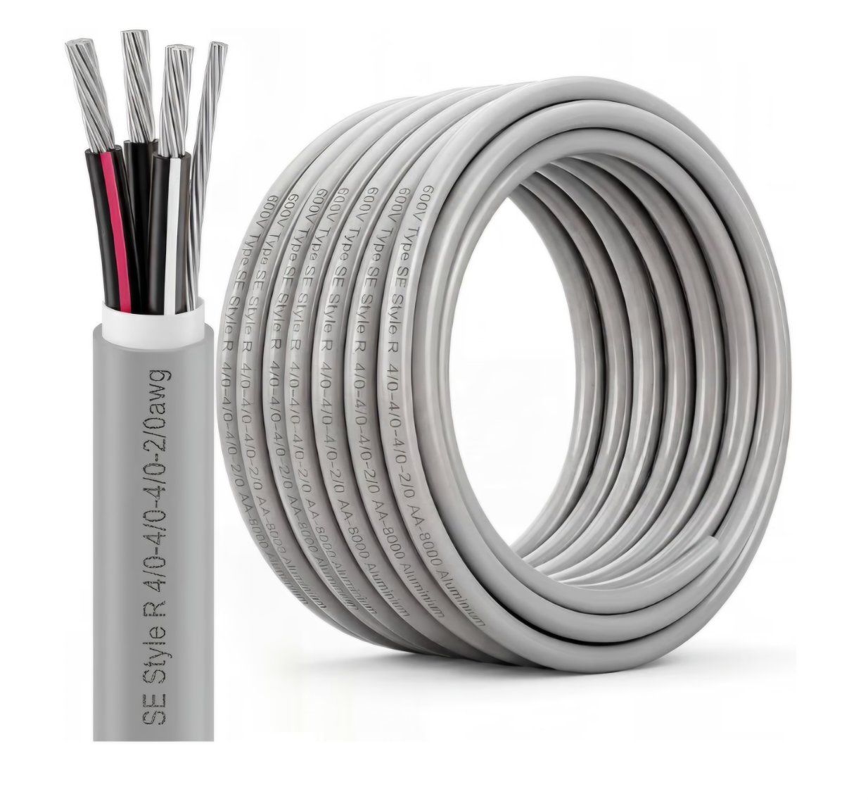 FairySandy 75' 4/0-4/0-4/0-2/0 SER Aluminum Service Entrance Cable 600V Aluminum 4/0 Wire for Mobile Homes & Home Services