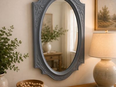 Vintage Style Blue Ornate Wall Mirror