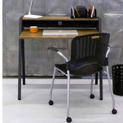SAFCO 1951BL Writing Desk - Modern Wood & Metal Home Office Desk with Storage Shelf